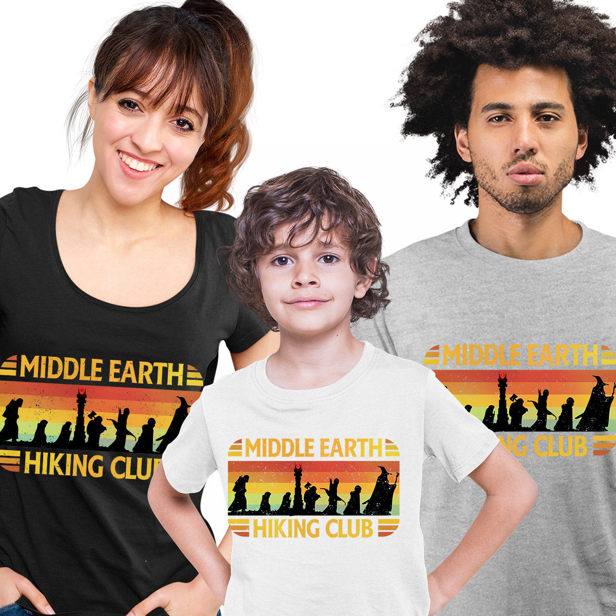 Middle Earth Hiking Club Frodo Gandaf Adult funny Black T-Shirt