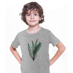 Botanical Wild Leaf Design T-Shirt Colorful Art Print Plant Abstract T-shirt for Kids - Kuzi Tees