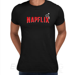 Napflix Funny Novelty Movie Streaming TV Adult Kids Birthday Gift Unisex T-Shirt Typography - Kuzi Tees