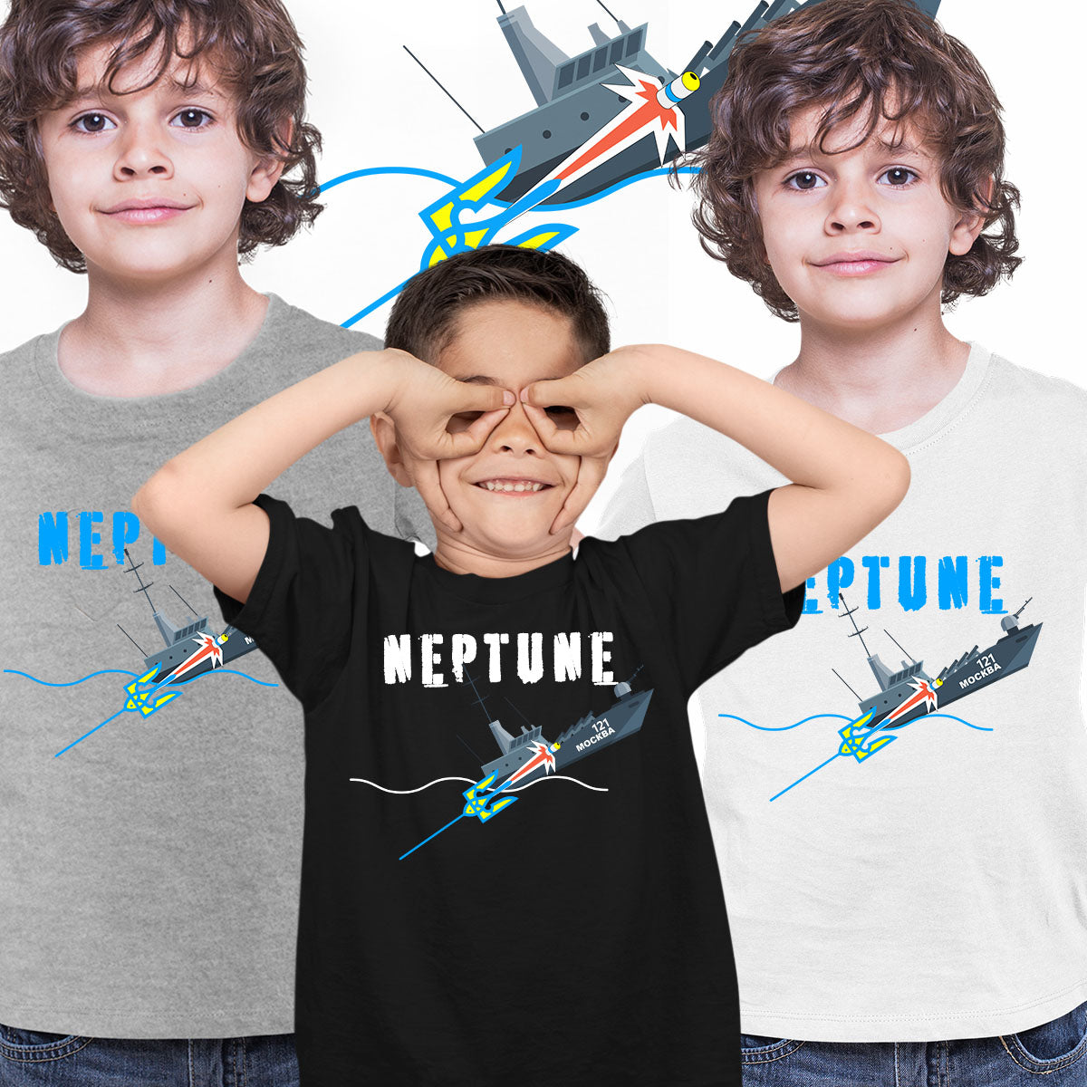 Ukraine Cruise Neptune Missile Damaged Russian Warship Moskow Kids T-Shirt - Kuzi Tees