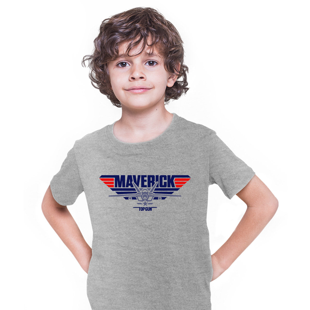 Top Gun Maverick Plane Logo T-shirt Movie Gift For Fan Kids T-shirt Grey