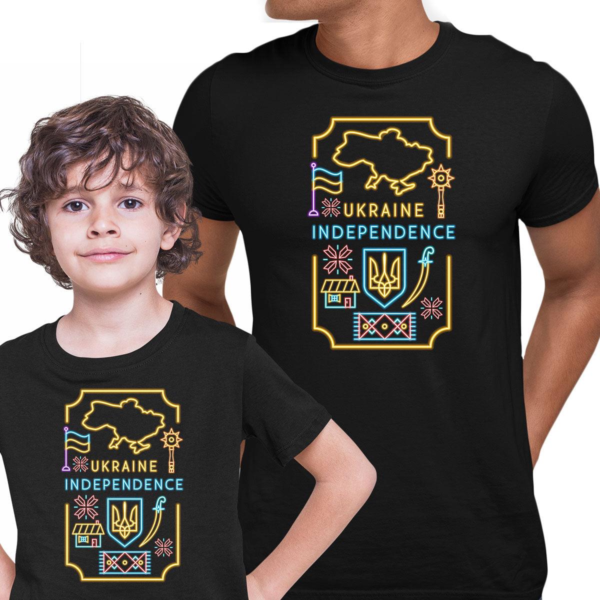 Independent Ukraine National Symbols Neon Black T-shirt - Kuzi Tees