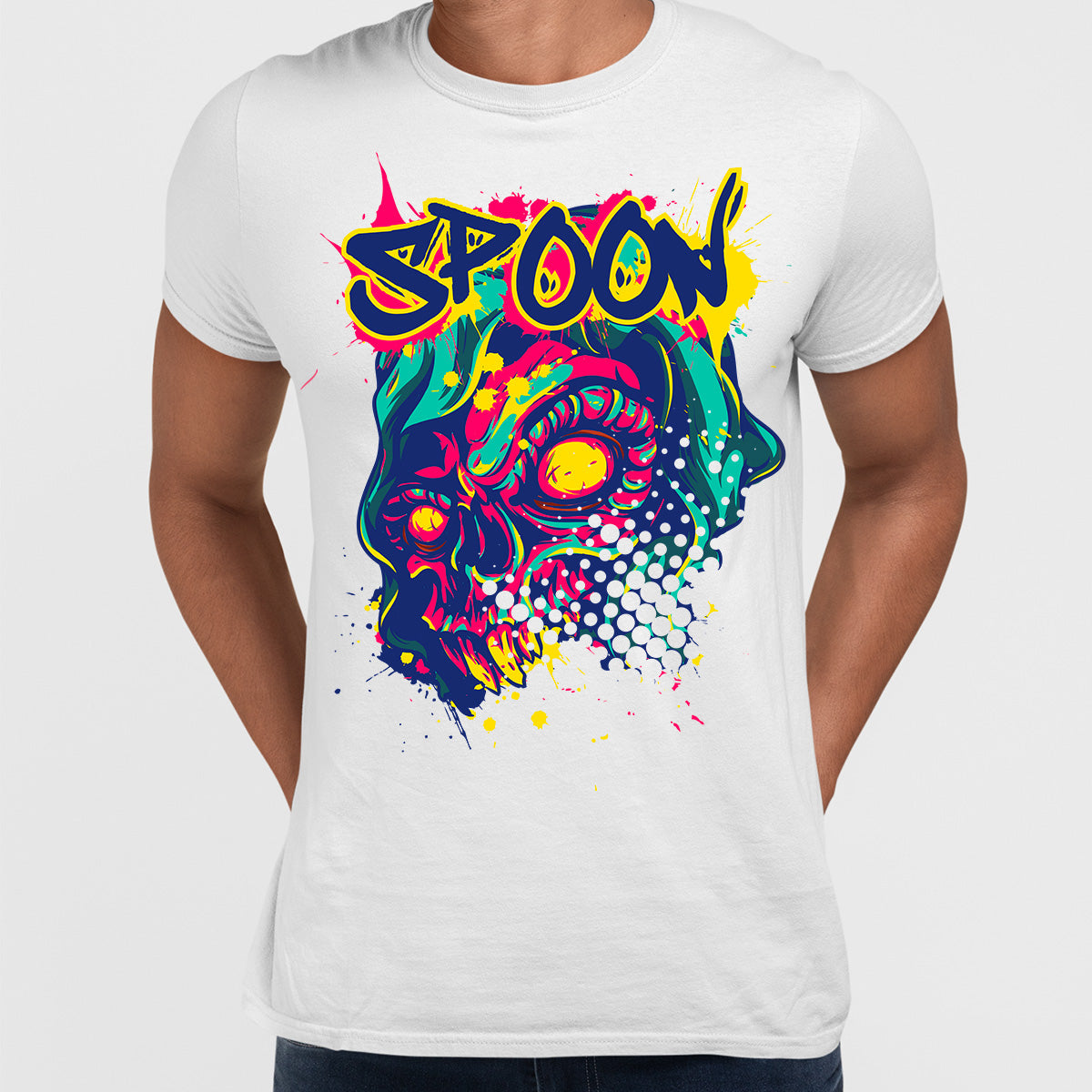 Urban Graffiti Spoon Skull Colorfull illustration T-Shirt – Kuzi Tees