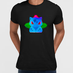 Ivysaur Dual-Type Grass Poison Pokémon Go Crew Neck Black T-Shirt - Kuzi Tees