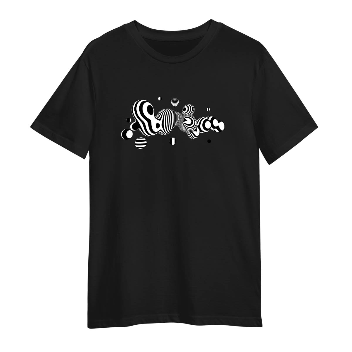 3D Fluid Steel Ball T-Shirt Black & White Unique Design Graphic Tee