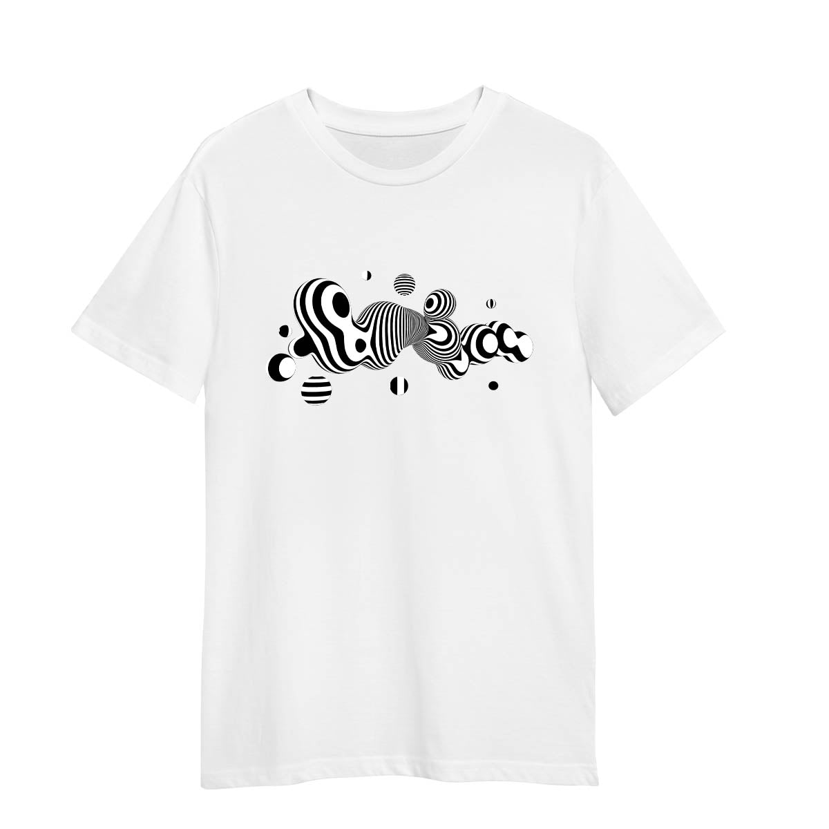 3D Fluid Steel Ball T-Shirt Black & White Unique Design Graphic Tee