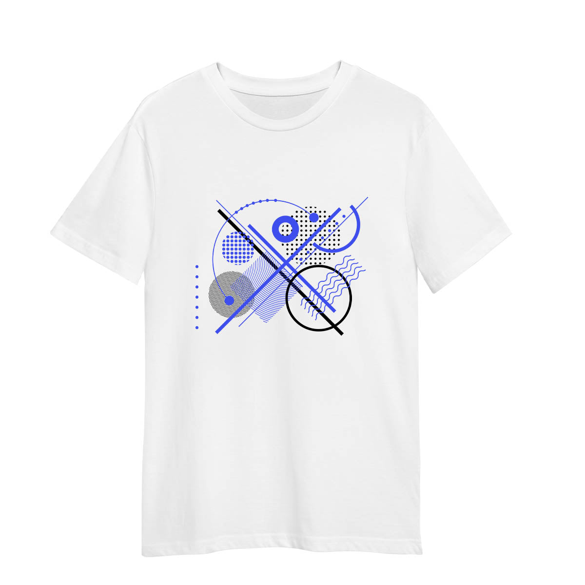 Abstract T-shirt Art Background With Modern Geometric Elements White Tee