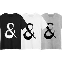 Abstract Ampersand White Black T-Shirt  Brush Stroke Art Graphic Tee