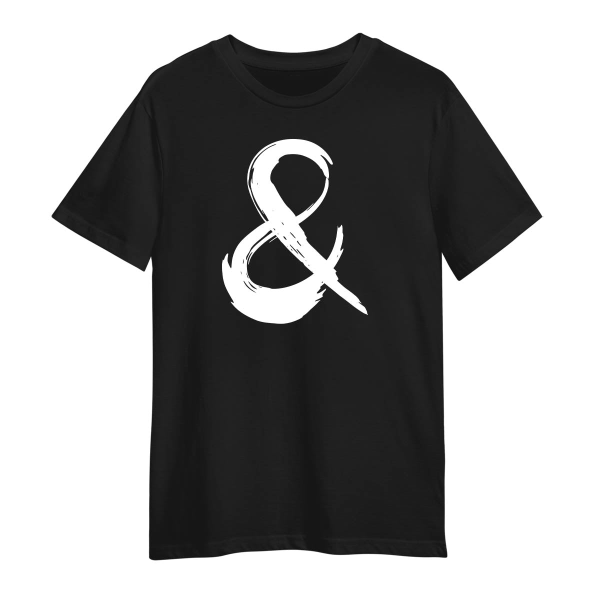 Abstract Ampersand Black T-Shirt  Brush Stroke Art Graphic Tee