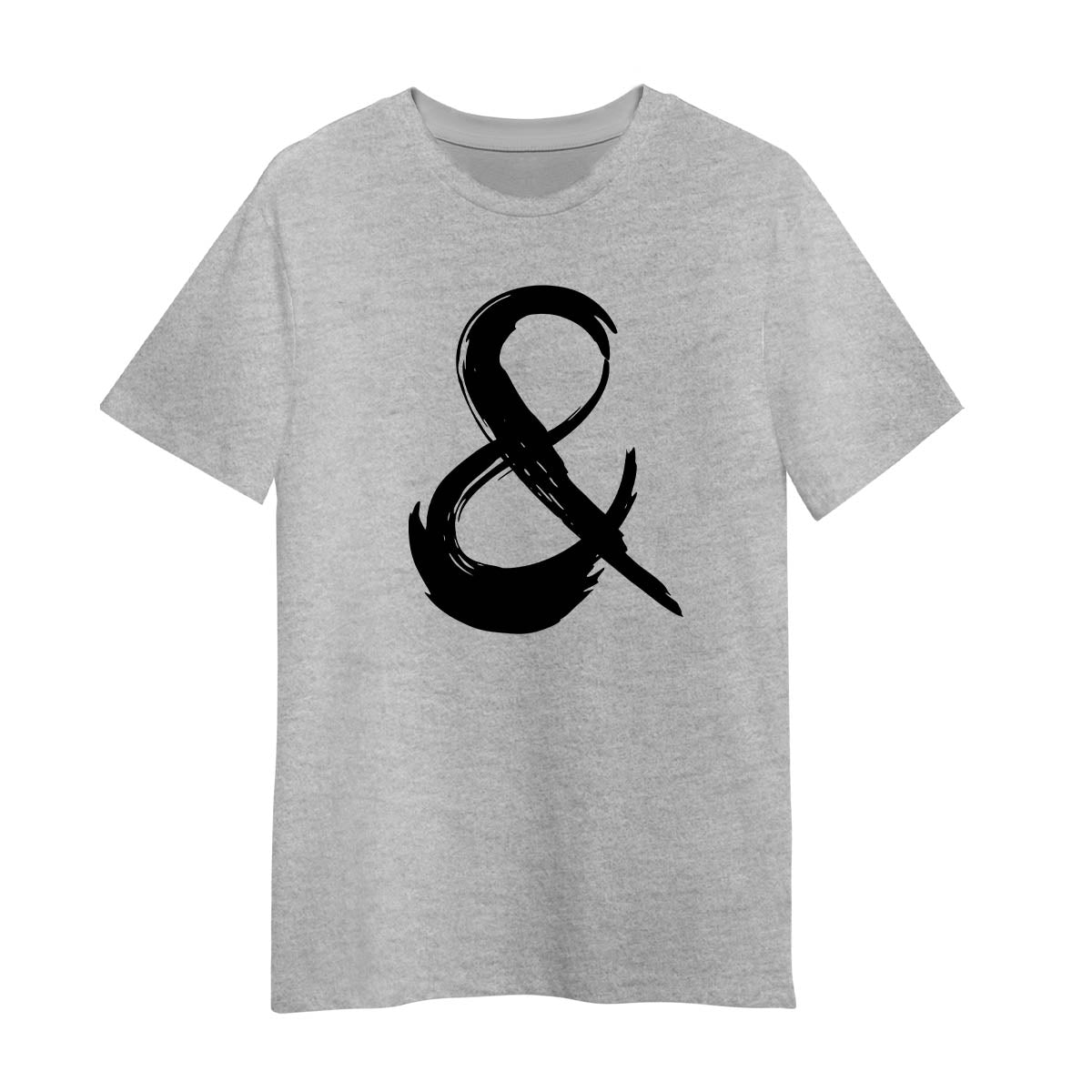 Abstract Ampersand Grey T-Shirt  Brush Stroke Art Graphic Tee