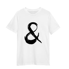 Abstract Ampersand White T-Shirt  Brush Stroke Art Graphic Tee