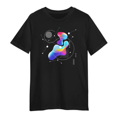 Abstract Colorful Gradient Mesh T-Shirt with Geometric Line Art Design