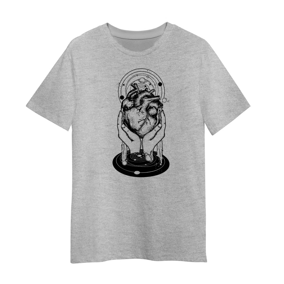 Abstract Cosmic Heart Grey T-Shirt 