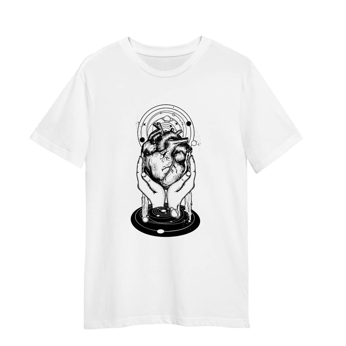 Abstract Cosmic Heart White T-Shirt 