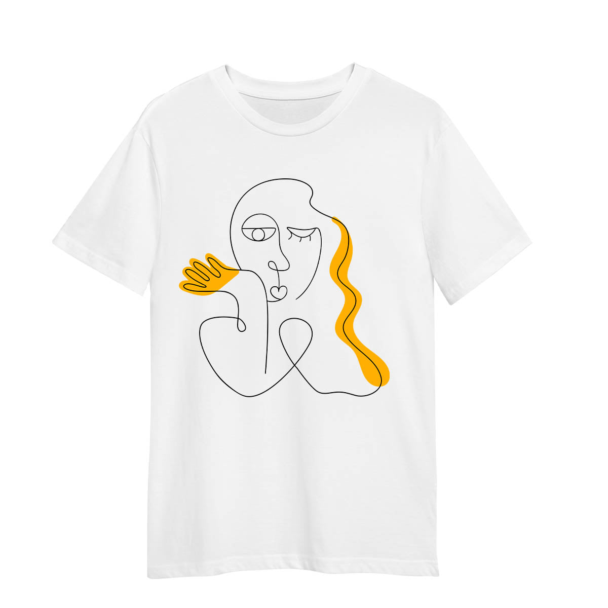 Abstract Face T-Shirt – Modern One Line Drawing Art Tee for Men & Women Two