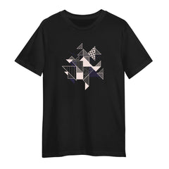 Abstract Flat Art T-Shirt – Geometric Elements Crew Neck Graphic Tee, Unisex Design