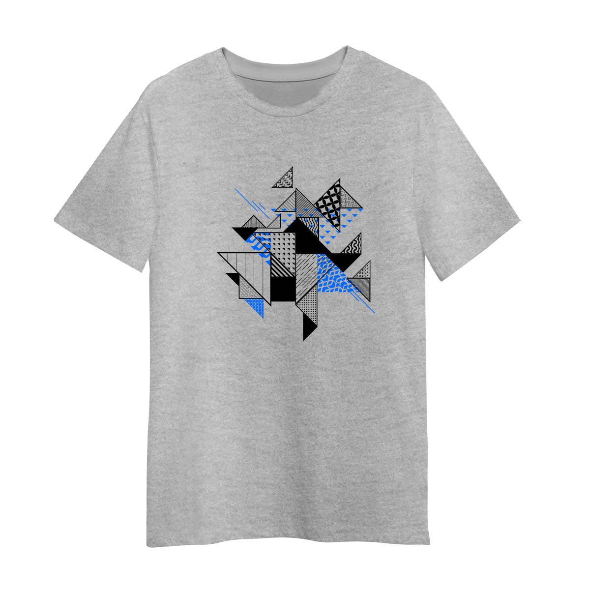 Abstract Flat Art T-Shirt – Geometric Elements Crew Neck Graphic Tee, Unisex Design