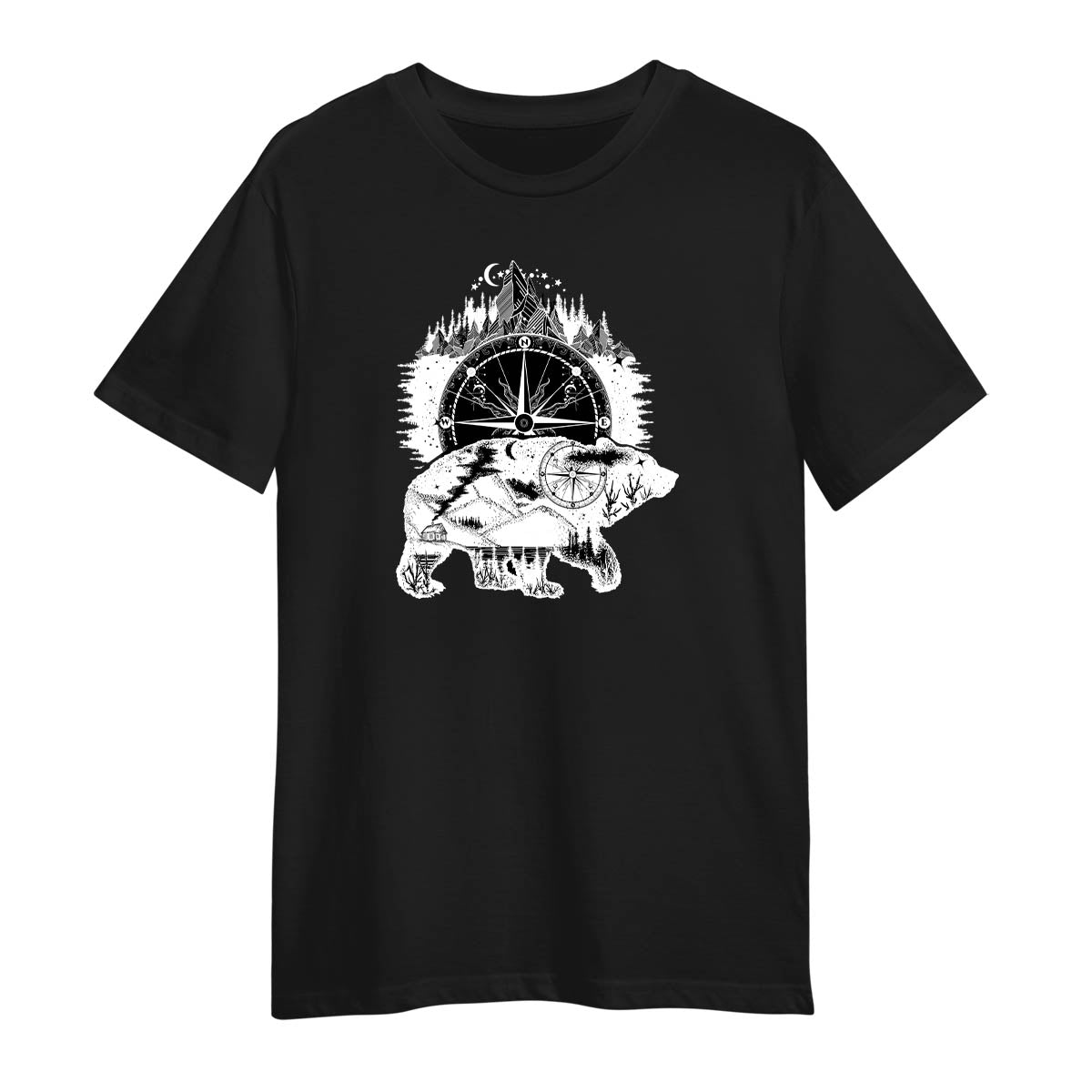 Abstract Polar Bear Black T-Shirt 