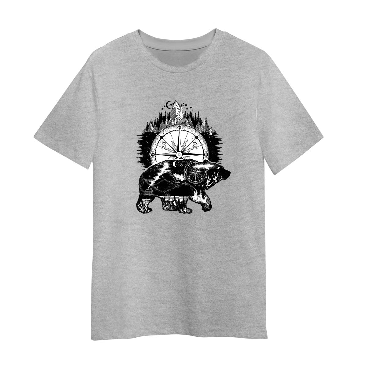 Abstract Polar Bear Grey T-Shirt 