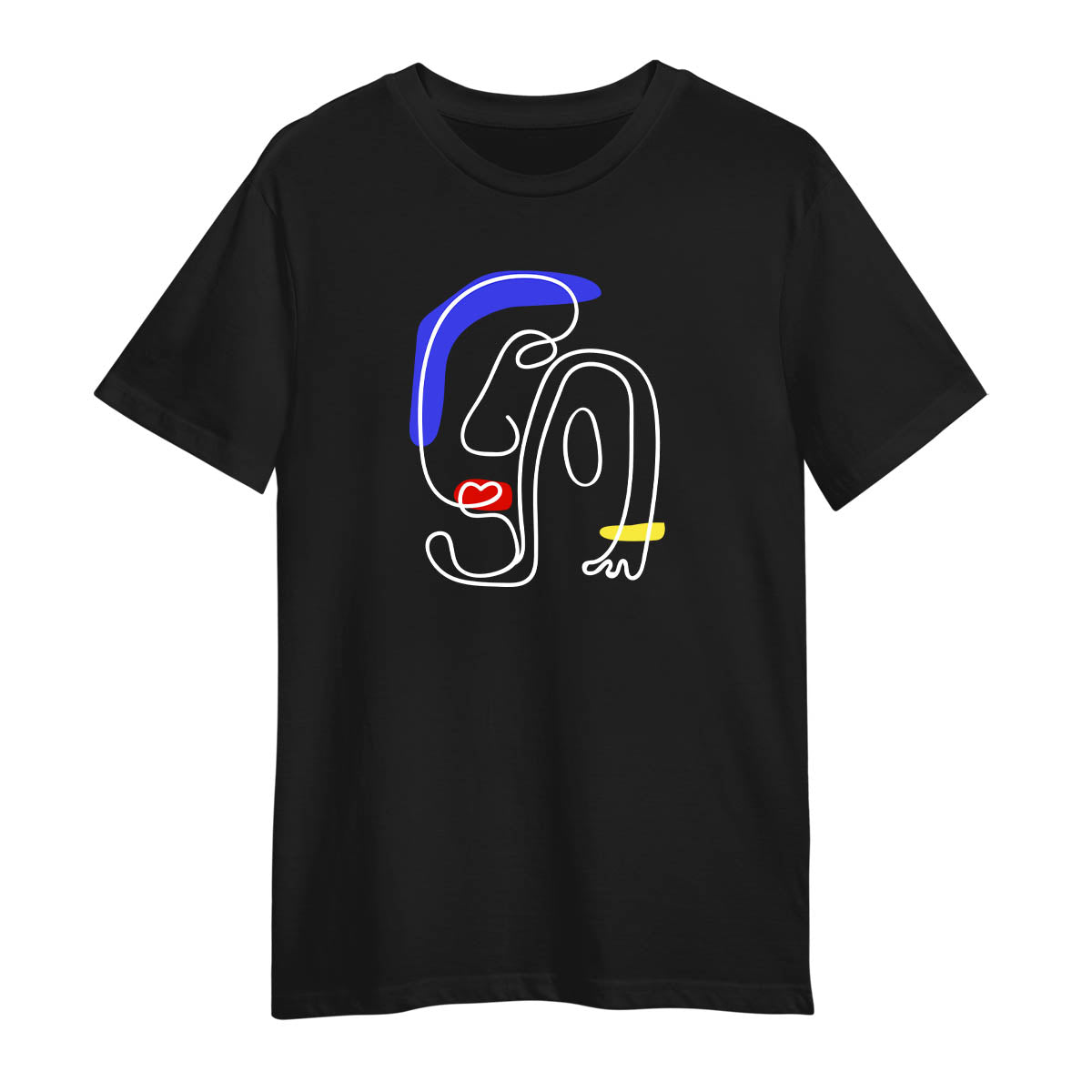 Abstract Portrait T-Shirt – Minimalist One Line Art Graphic Tee, Unisex Design Two