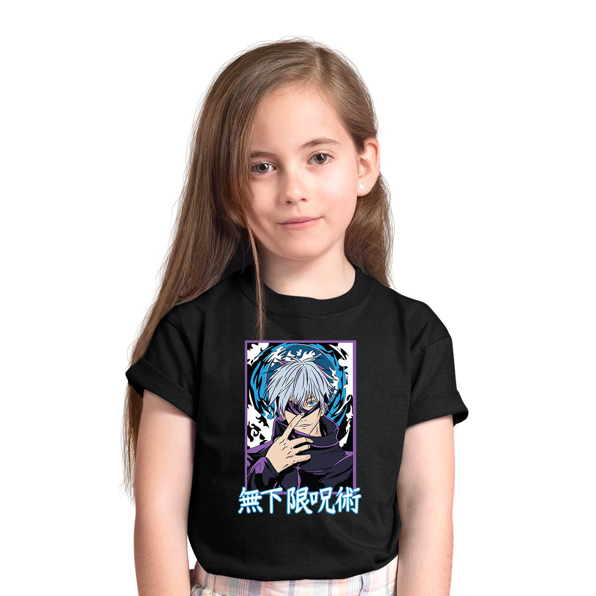 Jujutsu Kaisen Satoru Gojo Anime Japanese Manga Graphic Art Black T-shirt for Kids