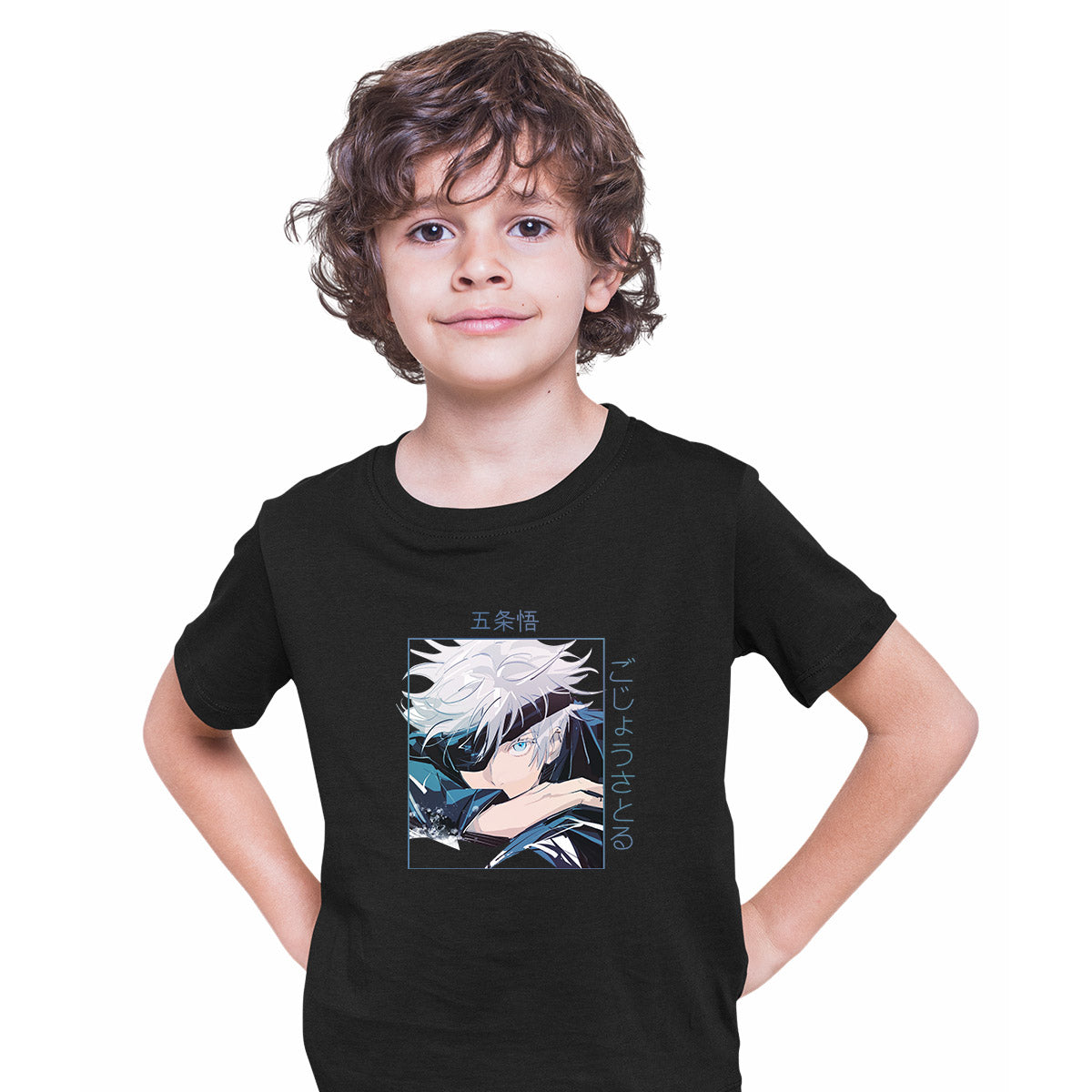 Jujutsu Kaisen Satoru Gojo Anime Graphic Japanese Manga Gift Black T-shirt for Kids