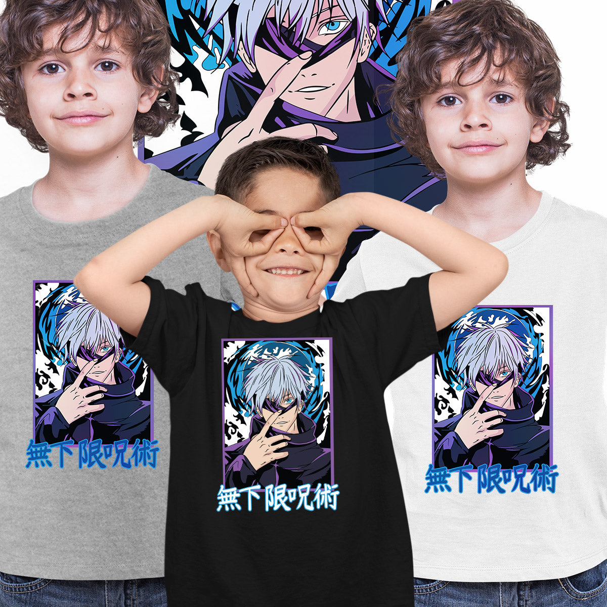 Jujutsu Kaisen Satoru Gojo Anime Japanese Manga Graphic Art T-shirt for Kids