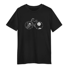 Astronaut Bicycle T-Shirt – Surreal Space & Moon Black