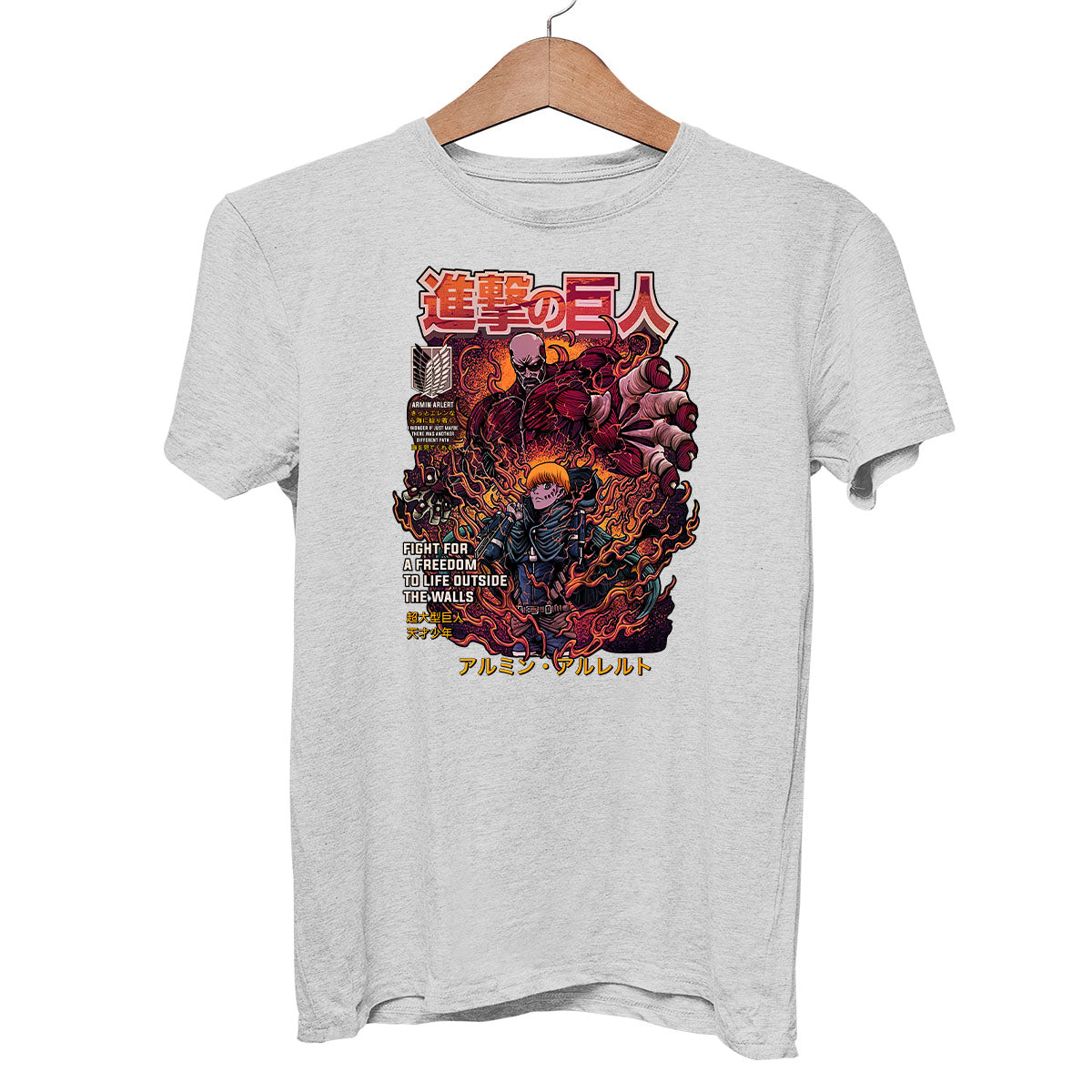 Attack On Titan Anime Fight For A Freedom To Life Outside The Walls Adult Unisex Grey Tee