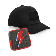 Bowie Flash Cap Embroidered Velcro Patch Hat Music Icon Black, White, Grey