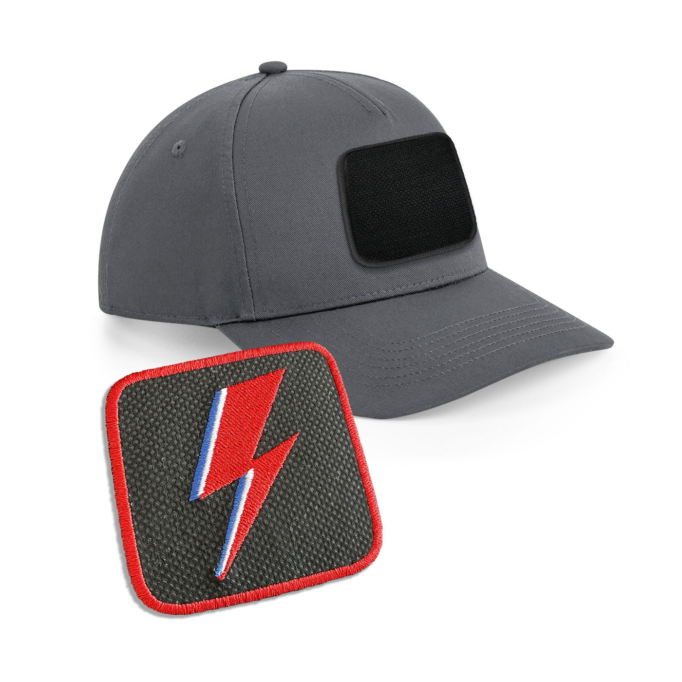 Bowie Flash Cap Embroidered Velcro Patch Hat Music Icon Black, White, Grey