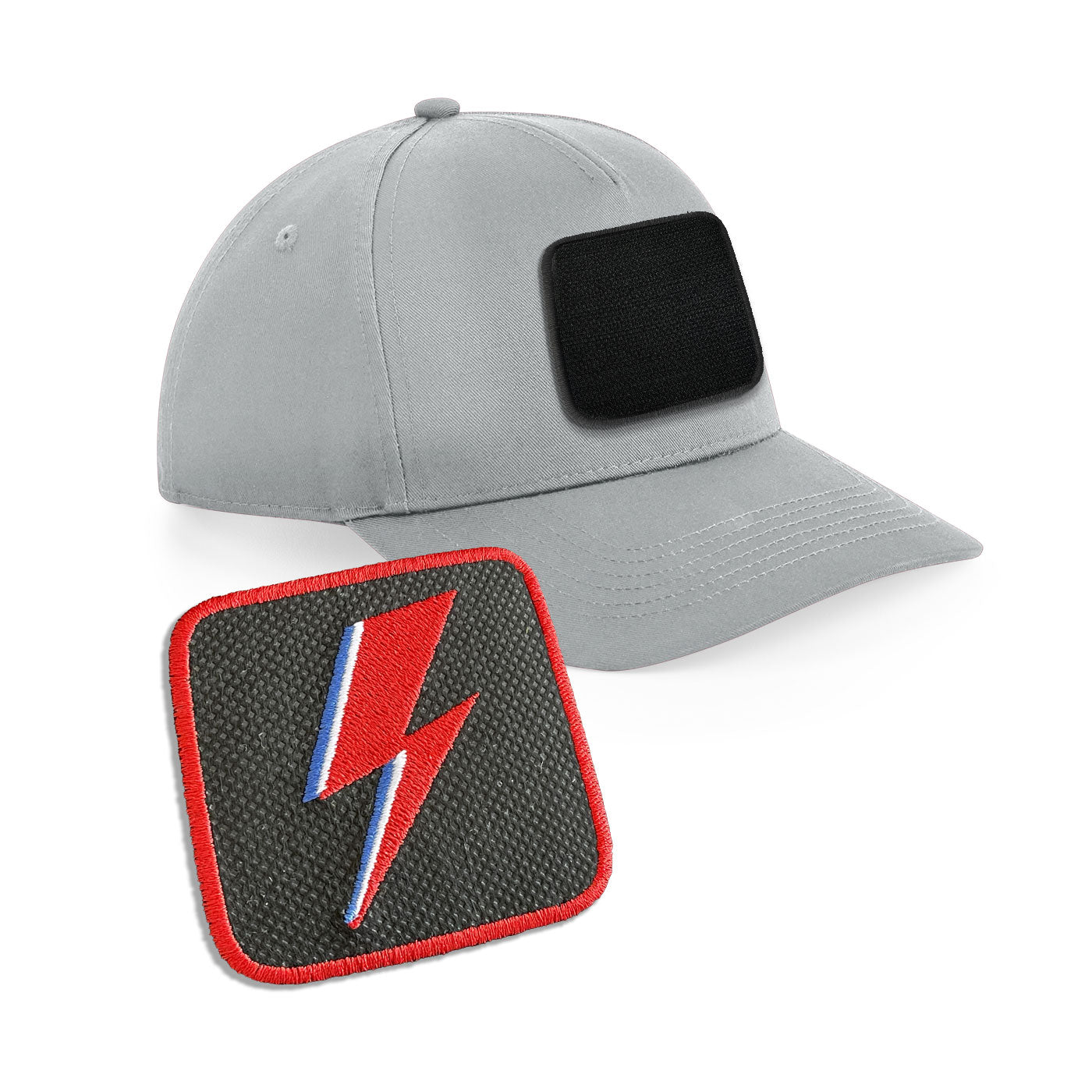 Bowie Flash Cap Embroidered Velcro Patch Hat Music Icon Black, White, Grey