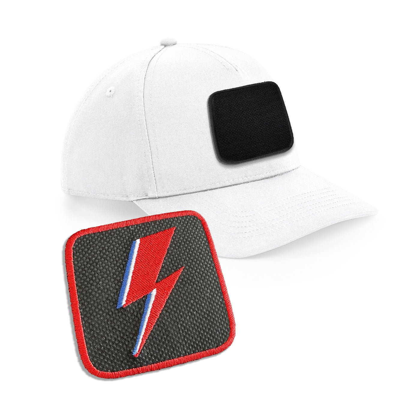 Bowie Flash Cap Embroidered Velcro Patch Hat Music Icon Black, White, Grey