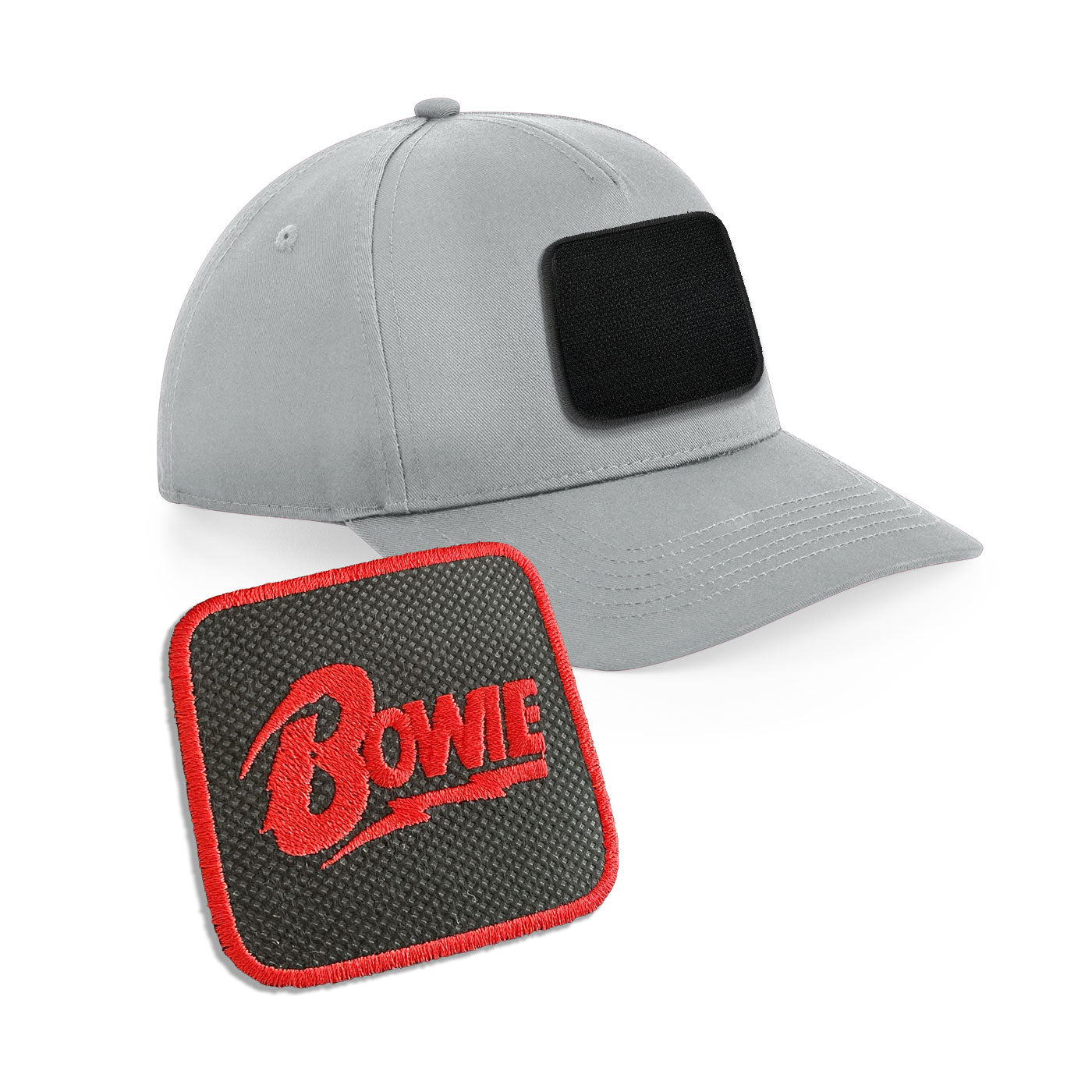 Bowie Cap Embroidered Velcro Patch Hat Music Icon Black, White, Grey