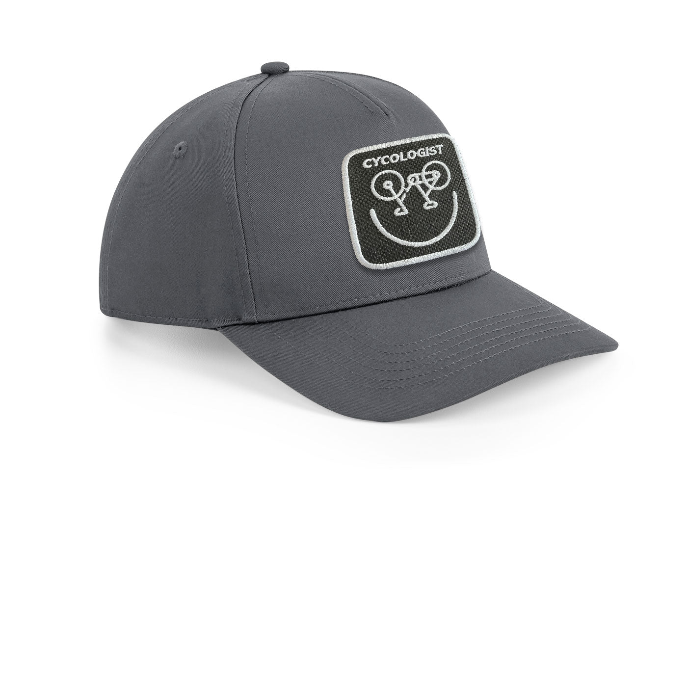 Cycologist Cap Embroidered Velcro Patch Bike Hat Black, White, Grey