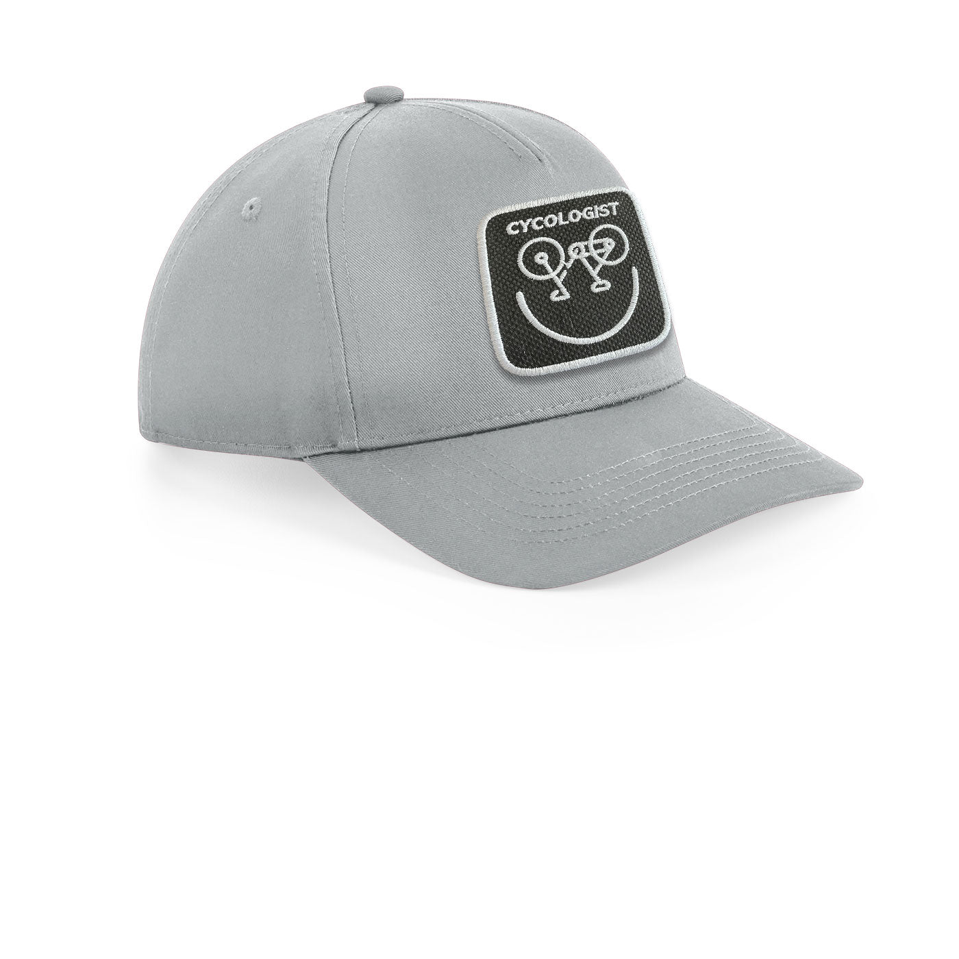 Cycologist Cap Embroidered Velcro Patch Bike Hat Black, White, Grey