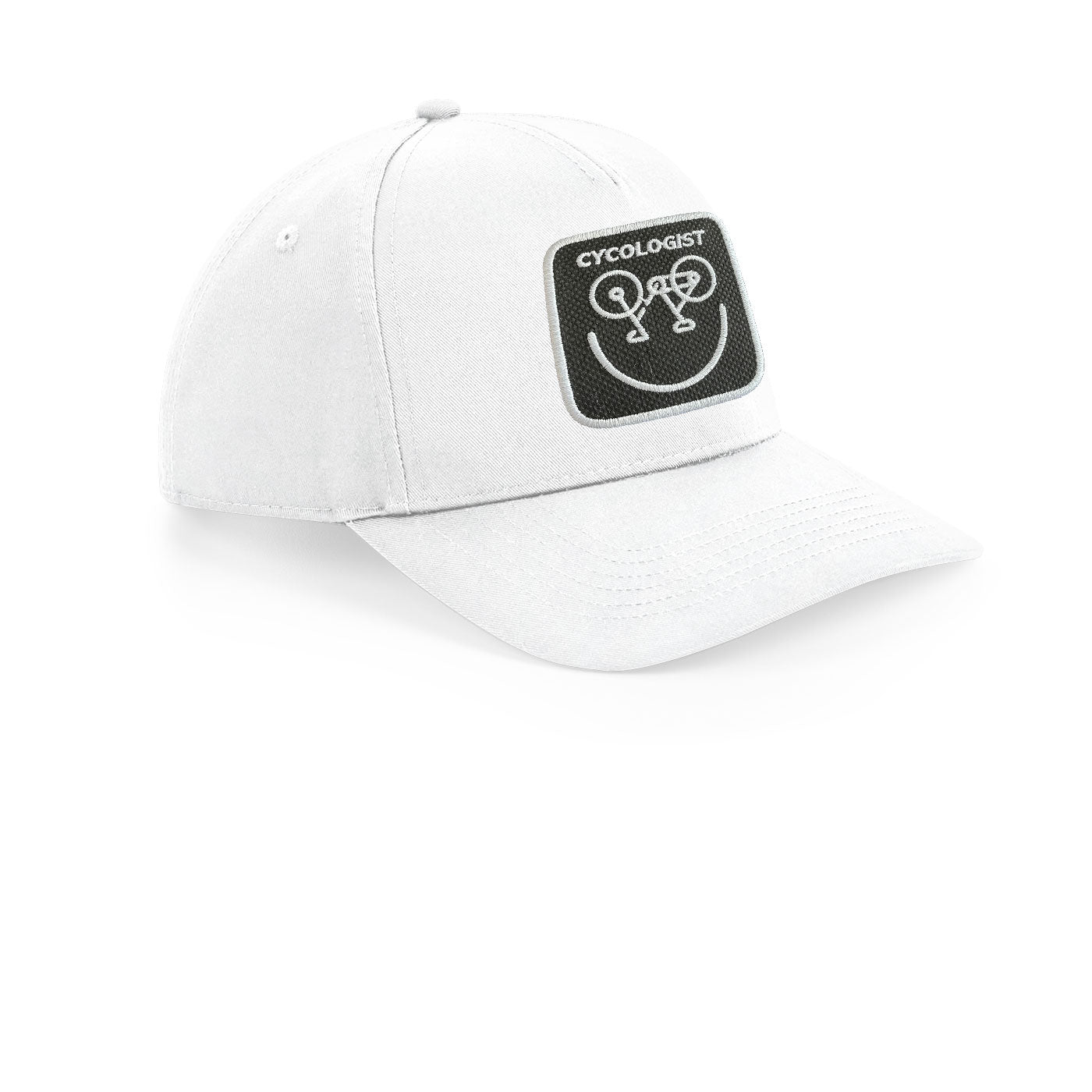 Cycologist Cap Embroidered Velcro Patch Bike Hat Black, White, Grey