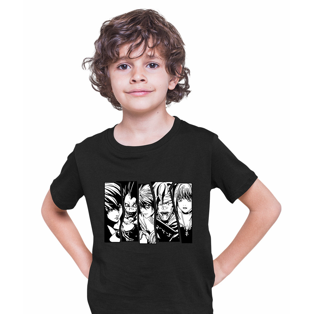 Death Note Characters Japanese Anime Manga Black T-shirt for Kids