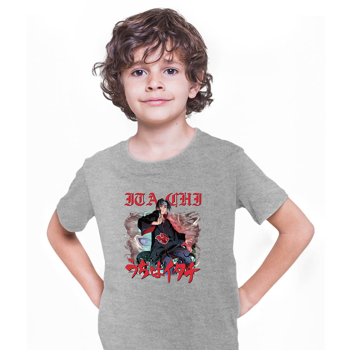 Demon Slayer Demon Hunter Squad Tanjiro Japanese Anime Manga Grey T-shirt for Kids
