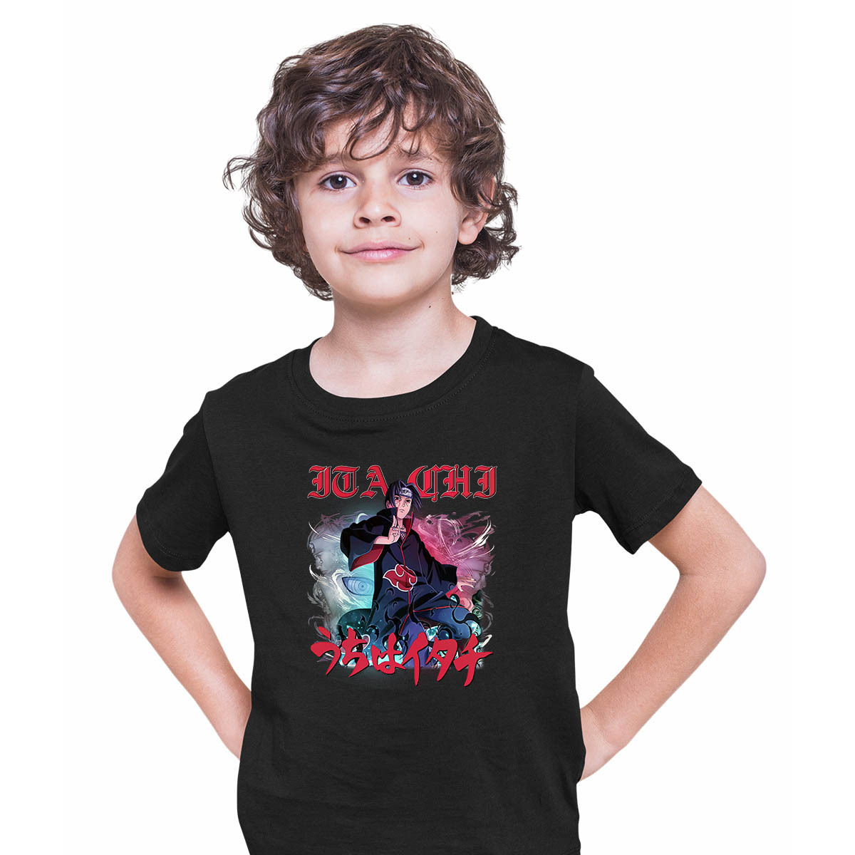 Demon Slayer Demon Hunter Squad Tanjiro Japanese Anime Manga Black T-shirt for Kids