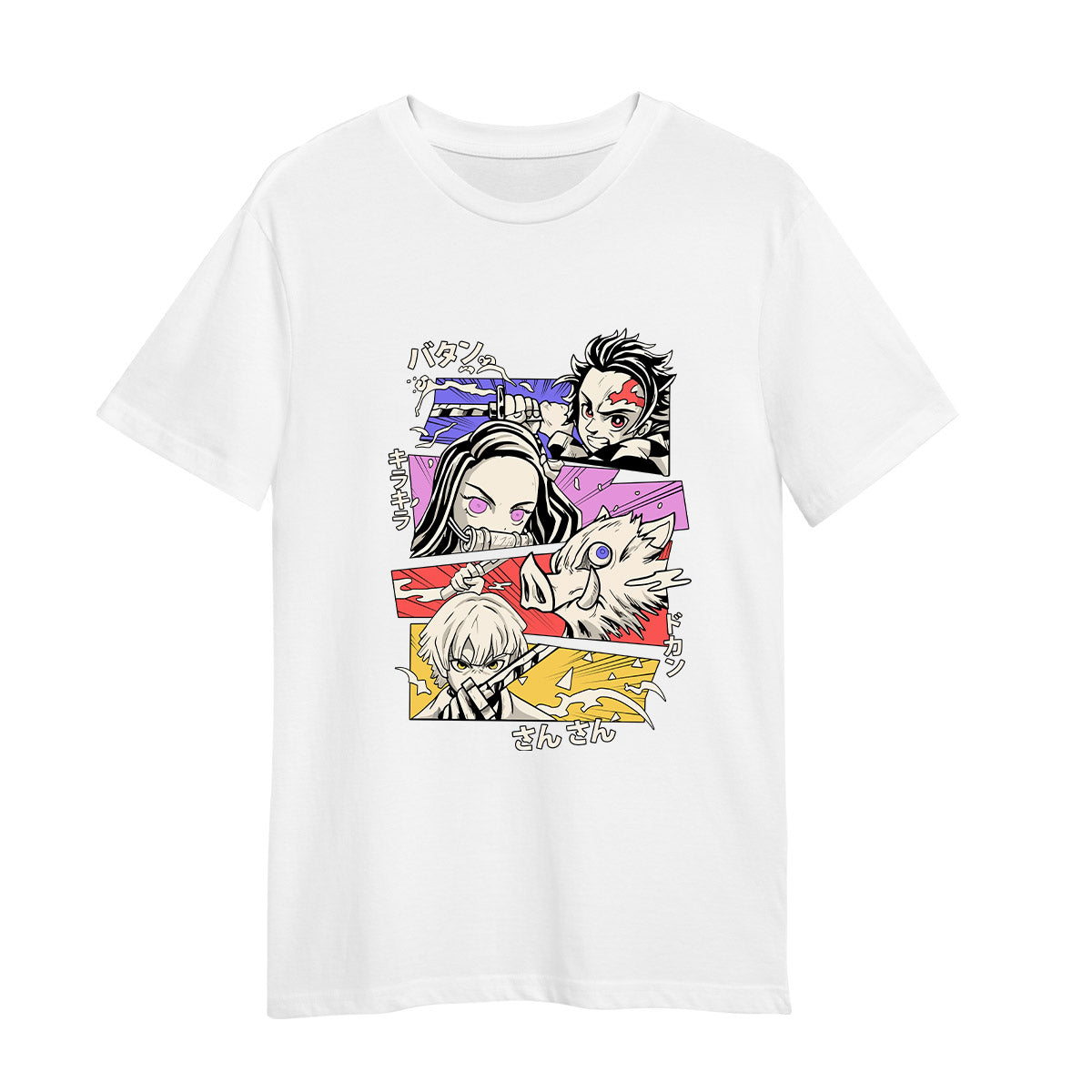 Demon Slayer Demon Hunter Squad Tanjiro Japanese Anime Adult Unisex White T-shirt