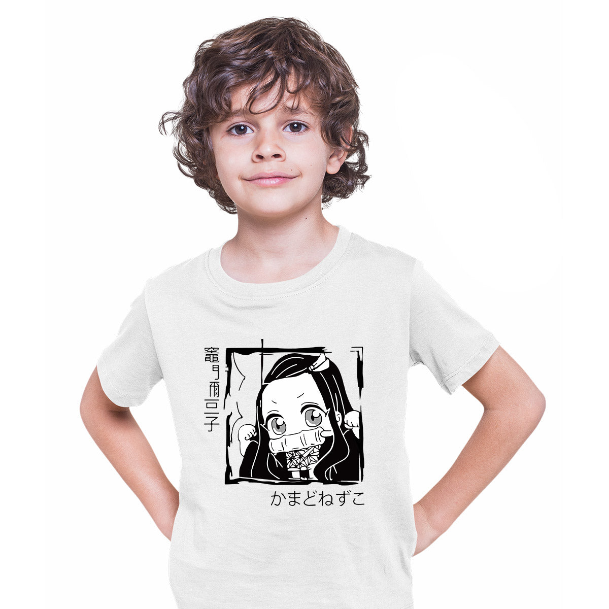 Demon Slayer Kimetsu No Yaiba Kamado Nezuko Japanese Manga Anime White T-shirt for Kids