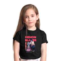 Demon Slayer Nezuko And Inosuke Anime Manga Black T-shirt for Kids