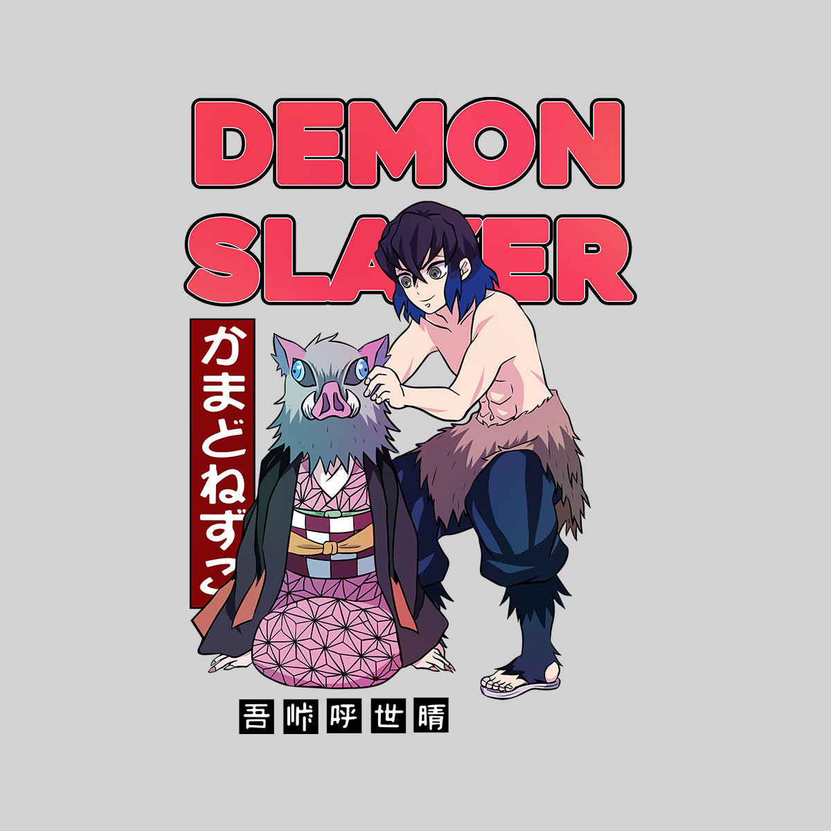 Demon Slayer Nezuko And Inosuke Anime Manga T-shirt for Kids