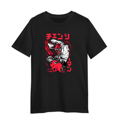 Denji And Pochita Chainsaw Man Japanese Anime Chainsaw Man Adult Unisex Black T-shirt