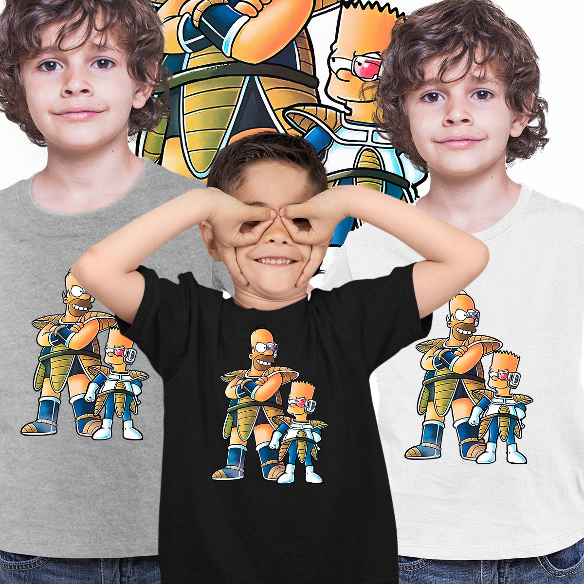 Dragon Bart Simpson And Dragon Ball Anime Manga Black T-shirt for Kids