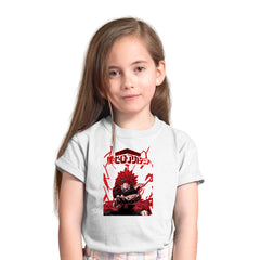 Yokai Funny Evil Anime Boy With Three Eyes Japanese Anime Manga White T-shirt for Kids