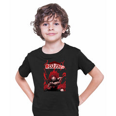 Yokai Funny Evil Anime Boy With Three Eyes Japanese Anime Manga Black T-shirt for Kids