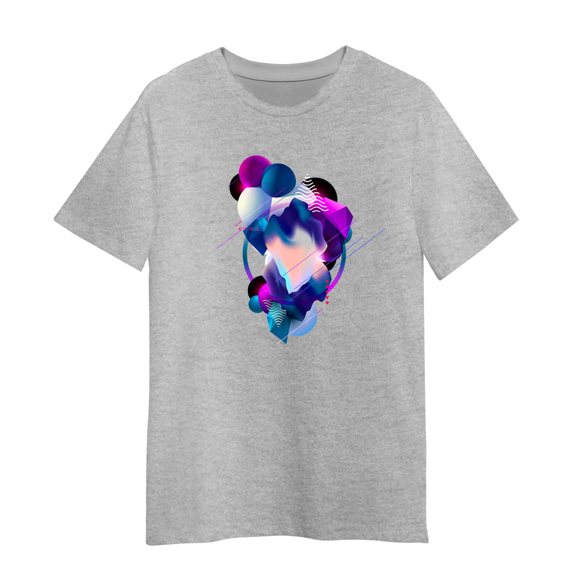 Floating 3D Fluid Abstract T-Shirt – Unique Geometric Elements Graphic Tee