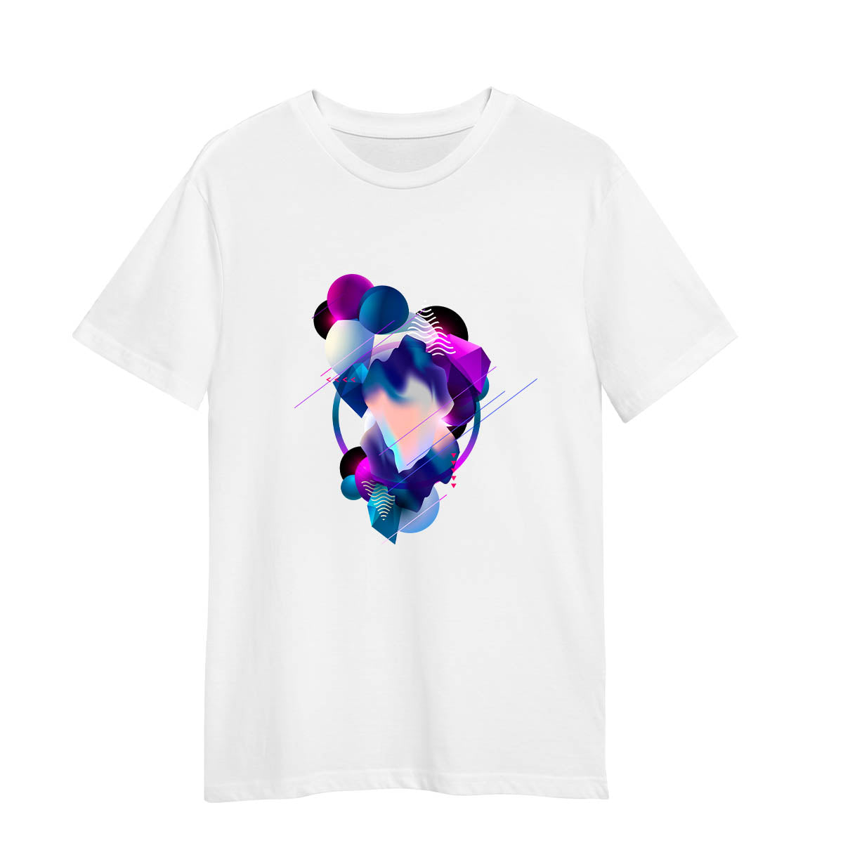 Floating 3D Fluid Abstract T-Shirt – Unique Geometric Elements Graphic Tee